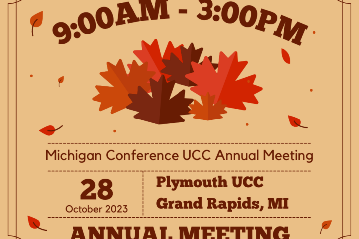 9am to 3pm October 28th at Plymouth Church Annual Meeting