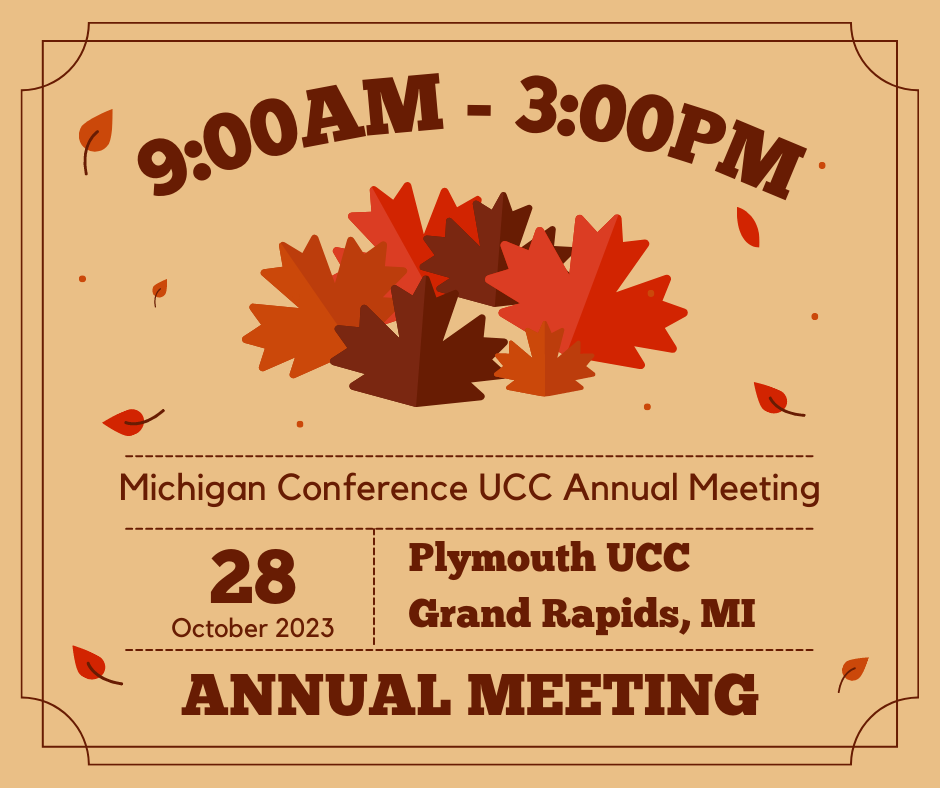 9am to 3pm October 28th at Plymouth Church Annual Meeting